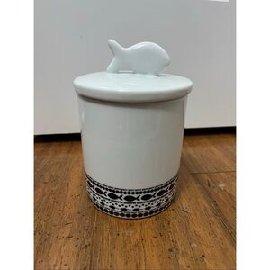 Crate & Barrel ceramic cat treat canister